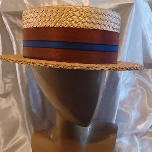 Vintage Thomas Begg Straw British Boater Hat size 6 7/8
